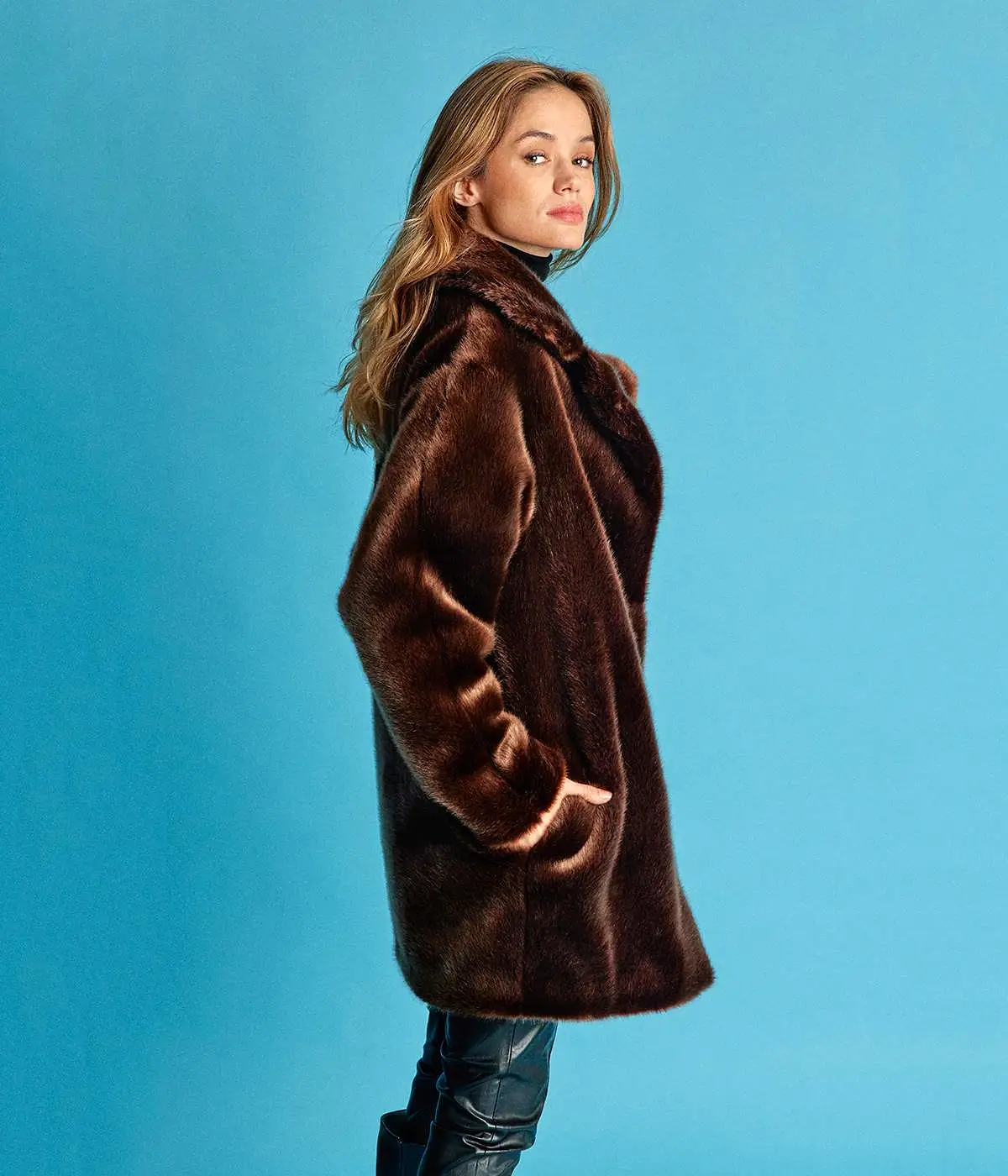 Babylone Vegan Fur Coat | Chocolate