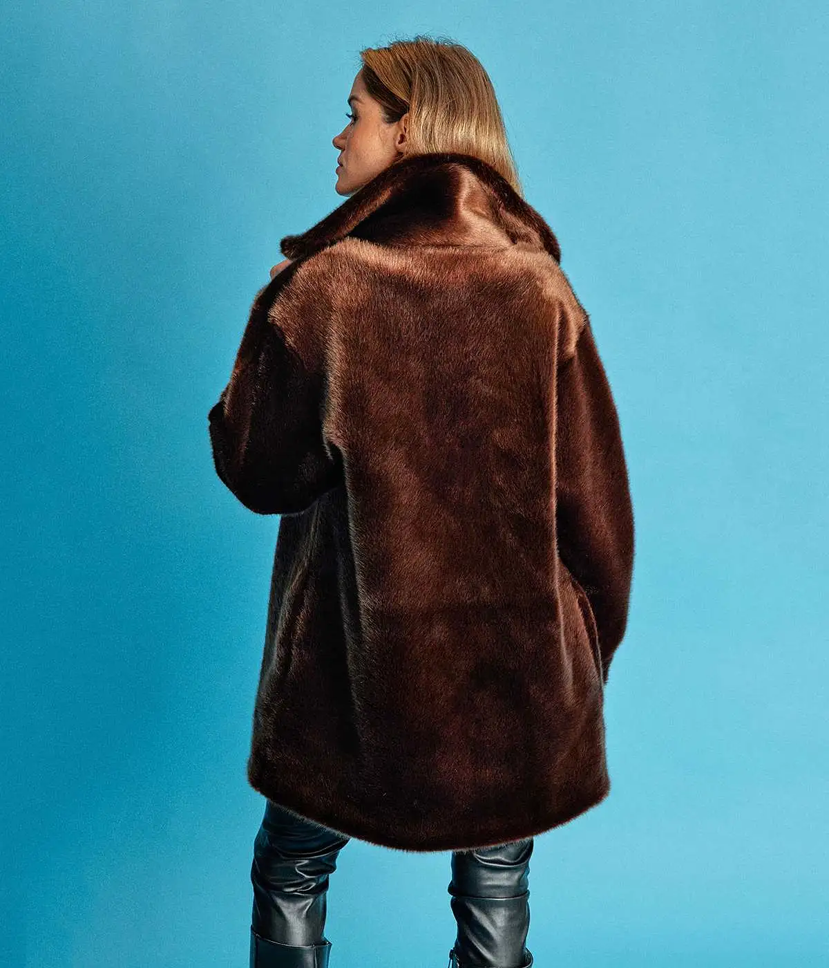 Babylone Vegan Fur Coat | Chocolate