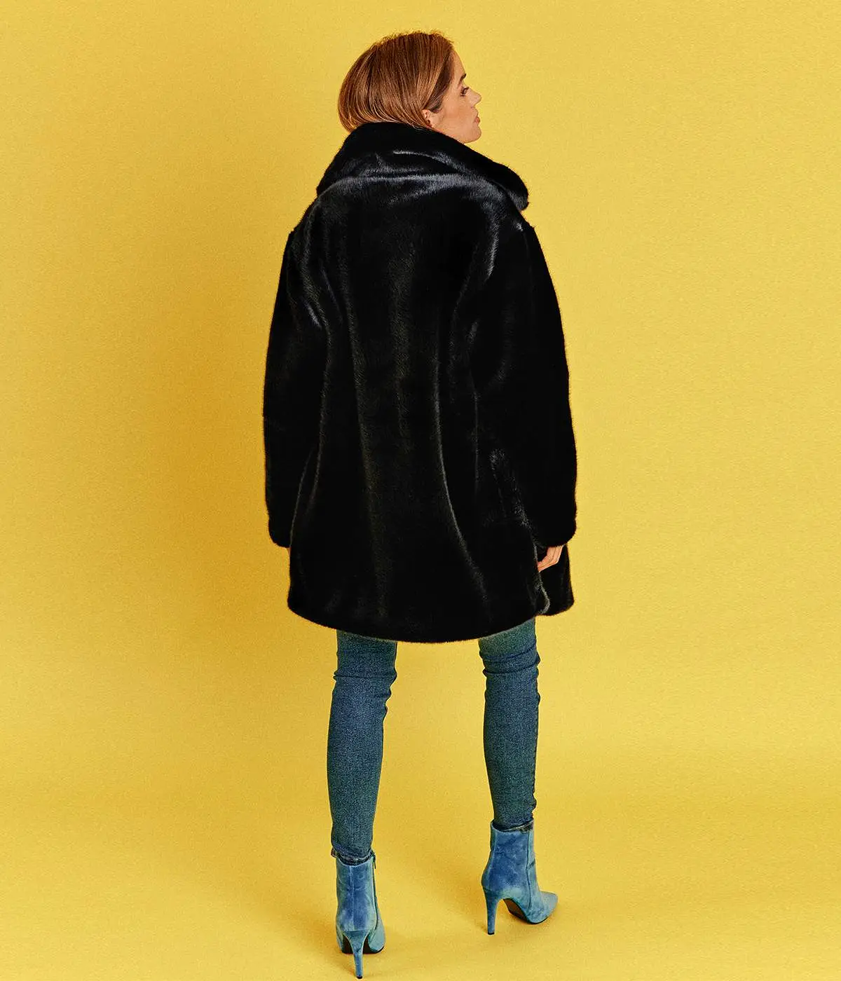 Babylone Vegan Fur Coat | Midnight Blue