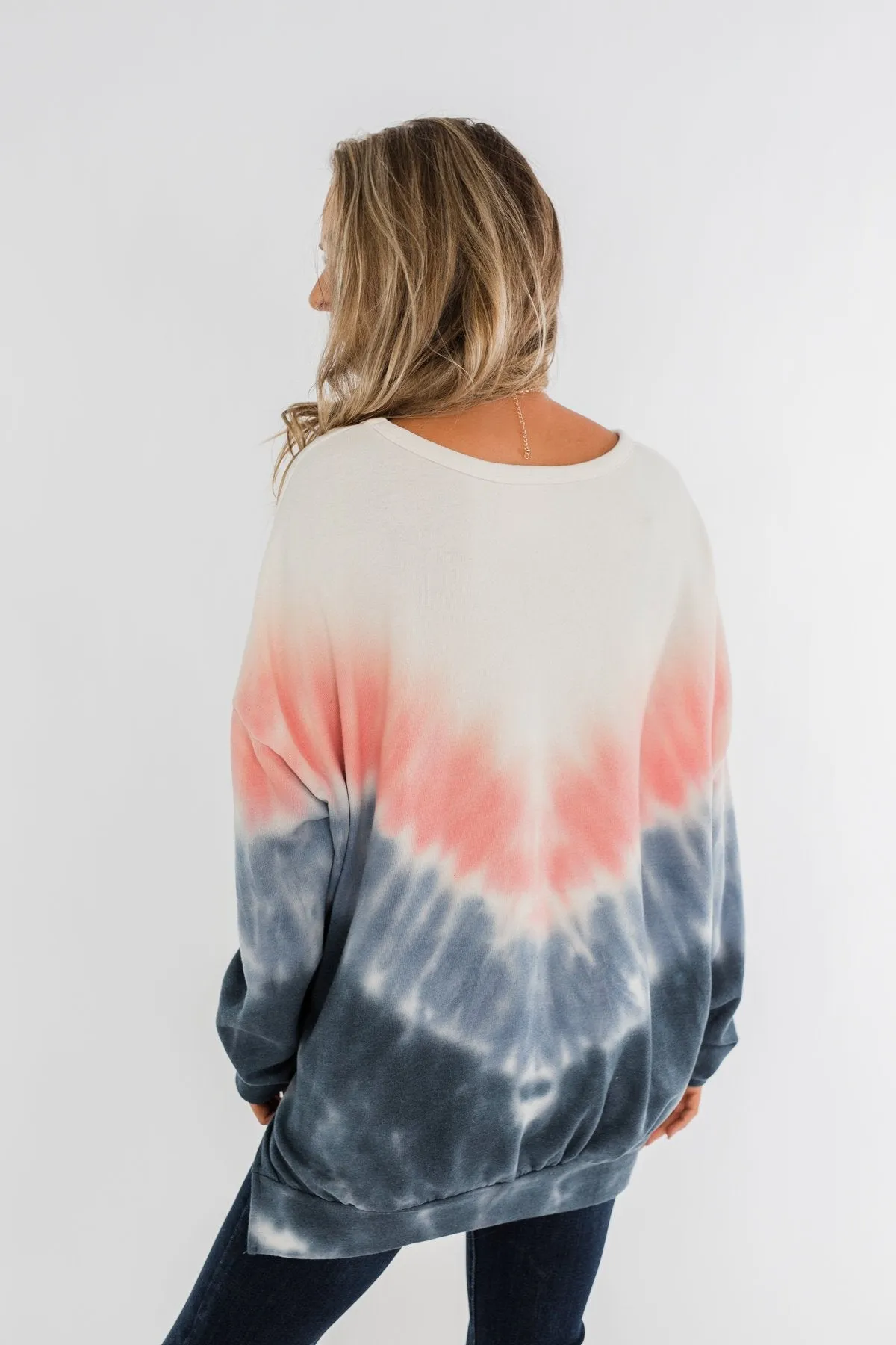 Be My Someone Tie Dye Pullover Top- Pink & Navy