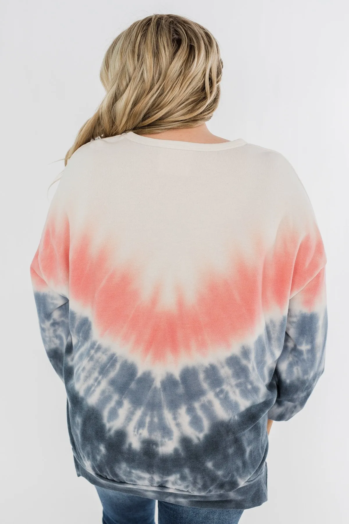 Be My Someone Tie Dye Pullover Top- Pink & Navy