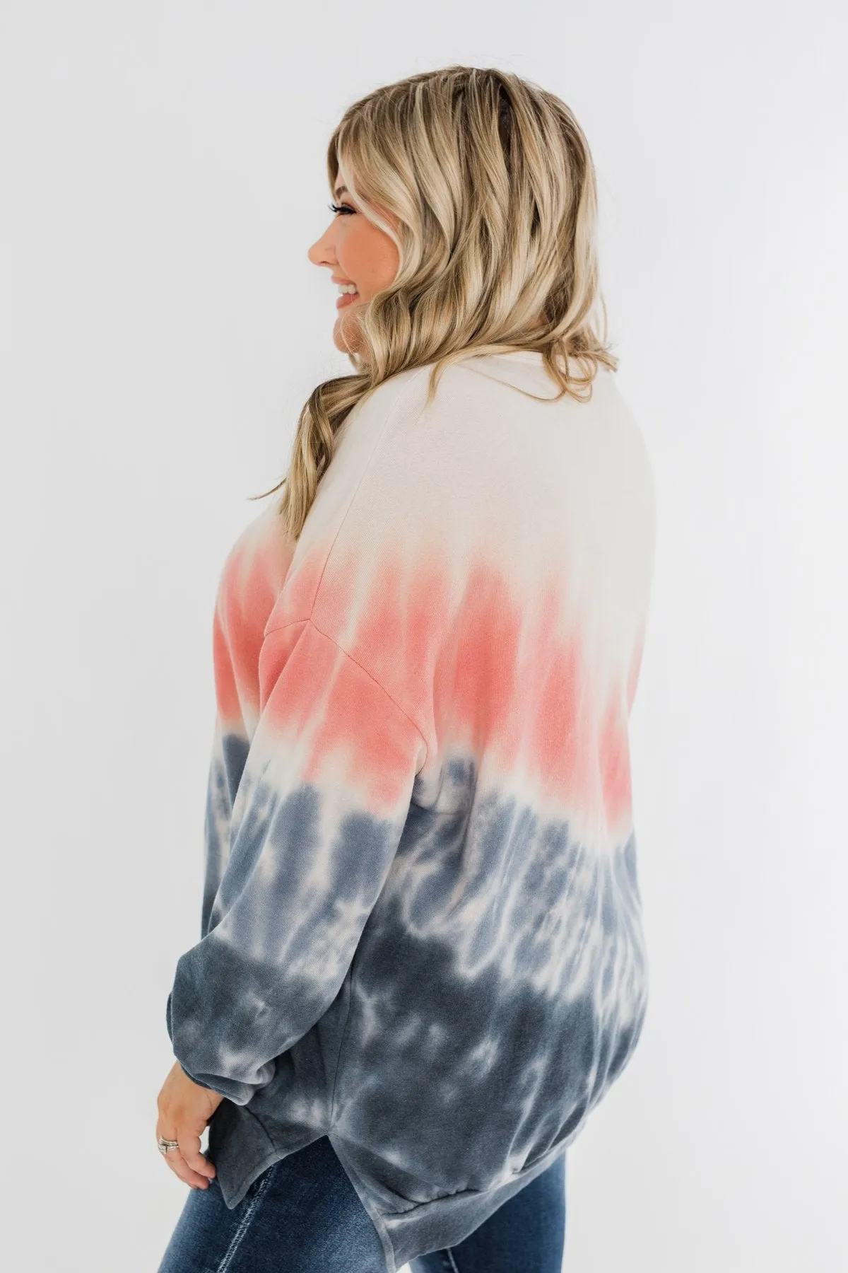 Be My Someone Tie Dye Pullover Top- Pink & Navy