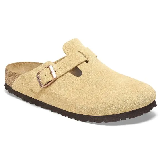 Birkenstock W' Boston Latte Cream, Suede Leather Sandals