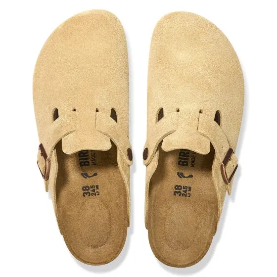 Birkenstock W' Boston Latte Cream, Suede Leather Sandals