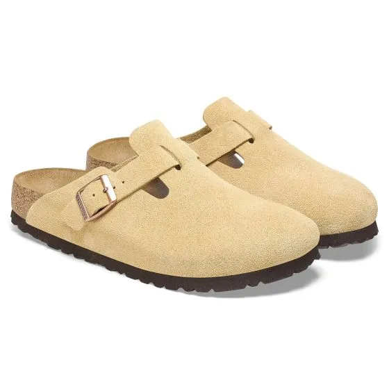 Birkenstock W' Boston Latte Cream, Suede Leather Sandals