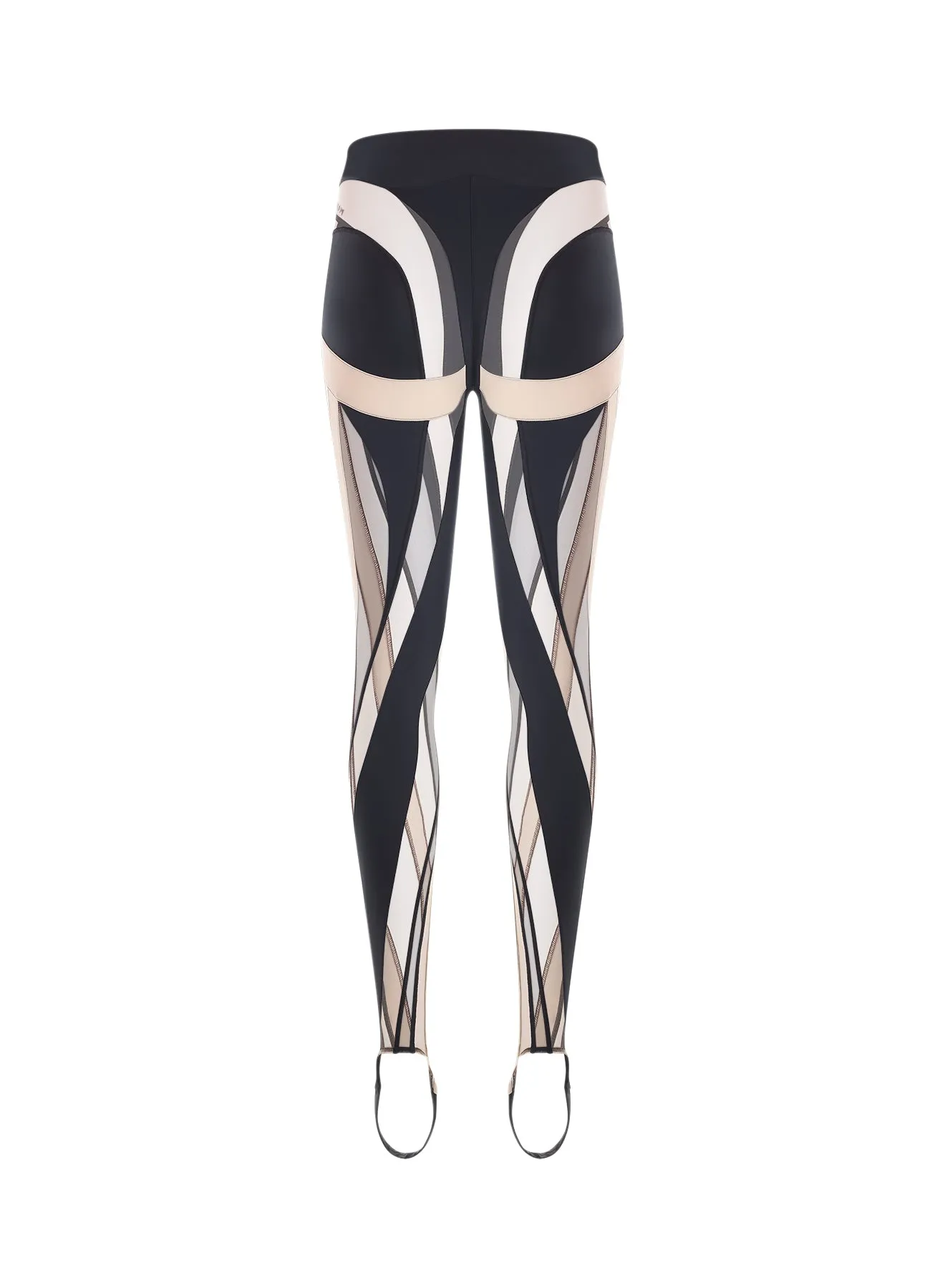 black bi-color sheer spiral leggings