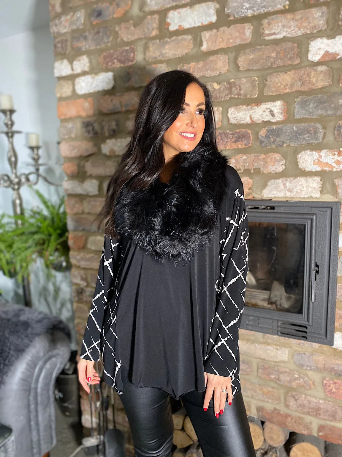 Black Faux Fur Collar