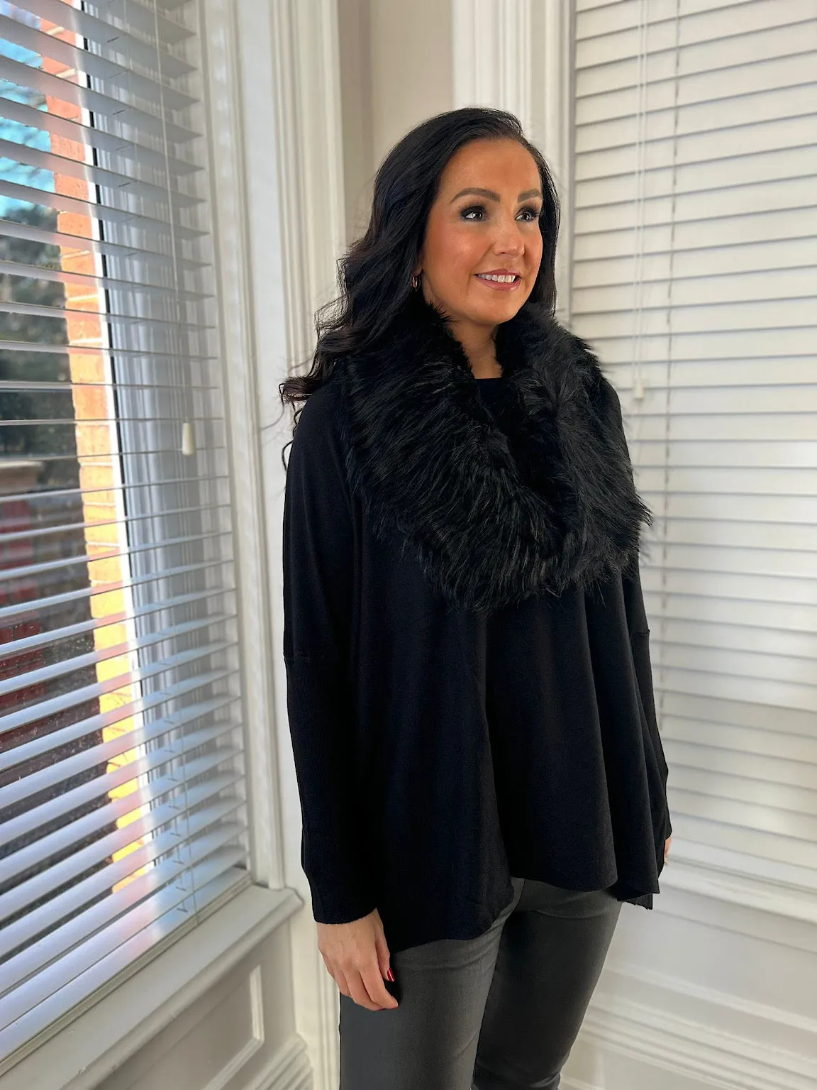 Black Faux Fur Collar