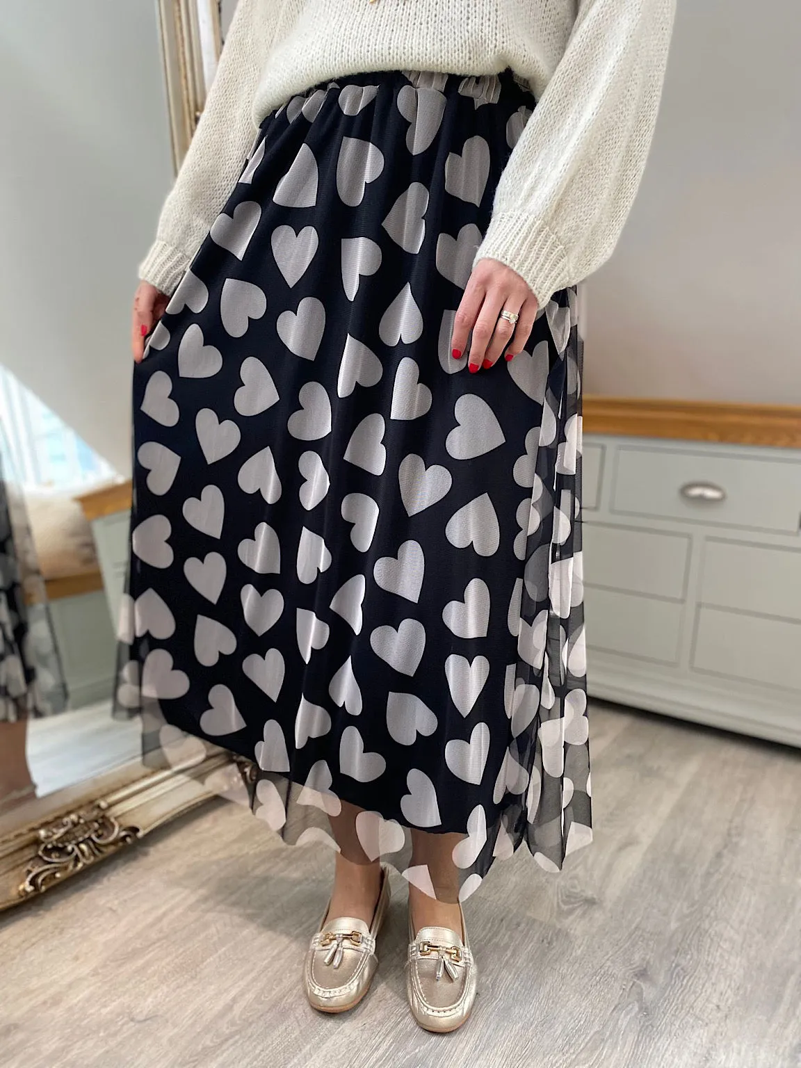 Black Lined Heart Skirt