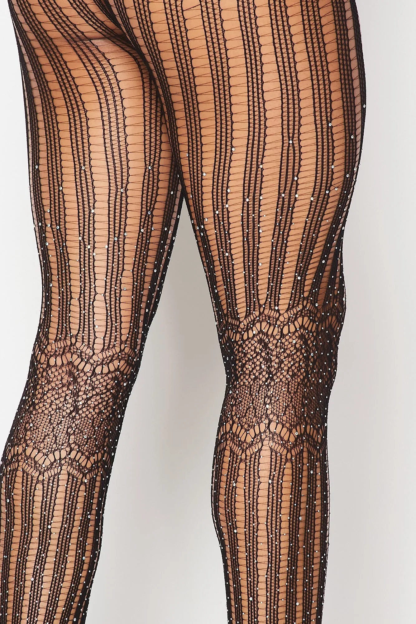 Black Rhinestone Lined Tights