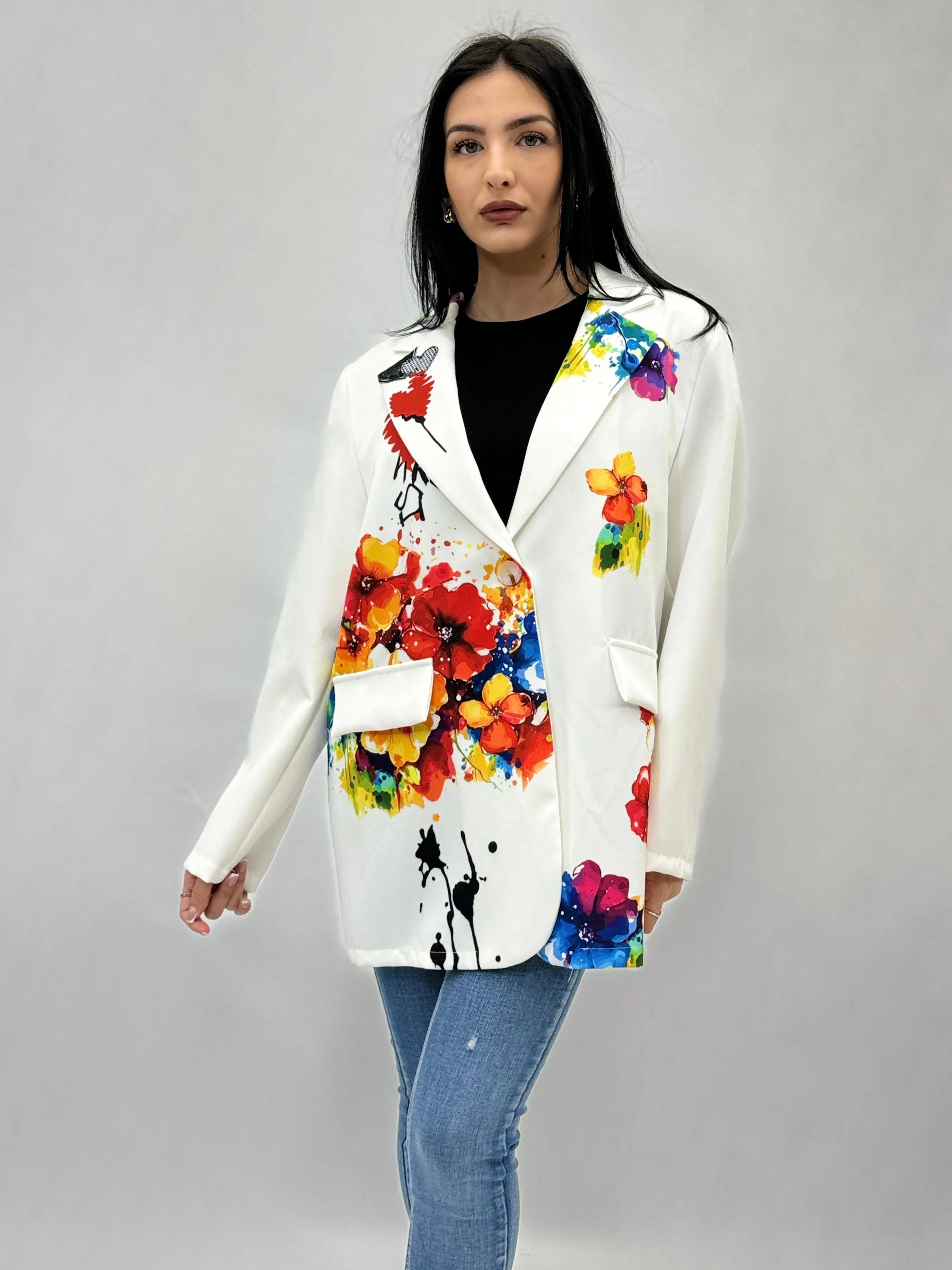 Blazer con fantasia fiori