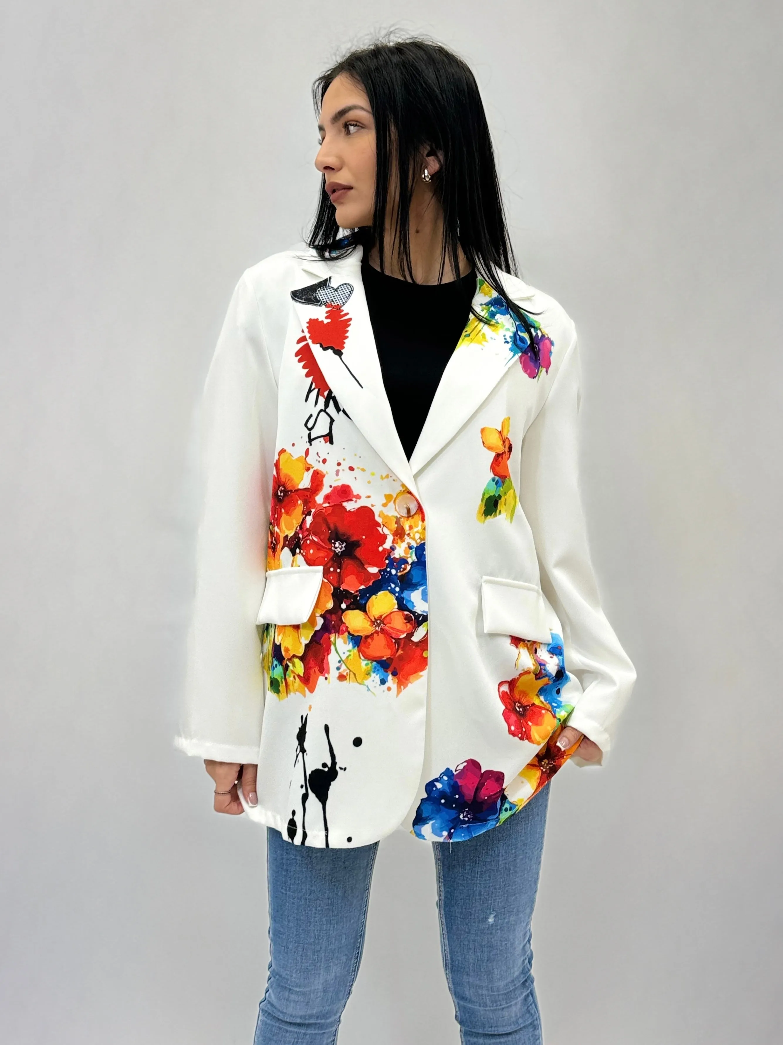 Blazer con fantasia fiori