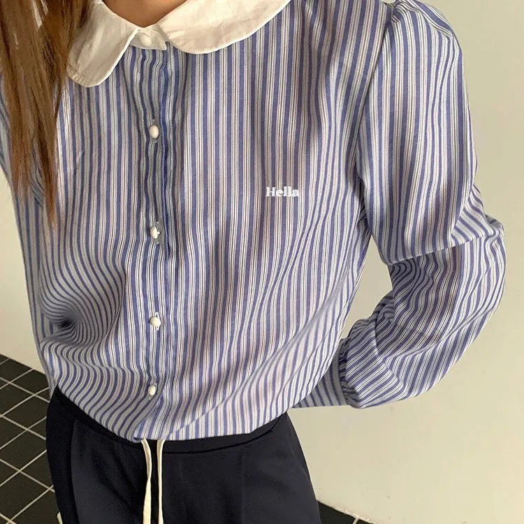 Blue Lined Collar Shirt