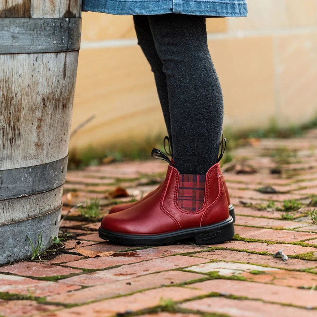 Blundstone #2192 - Blunnies Children's Boot (Red/Burgundy Tartan Elastic)