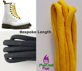 Boot Laces Black Yellow Your Own Size Custom Bespoke Hiking Extra Long Round Bootlaces