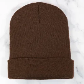 Brown Basic Knit Winter Beanie