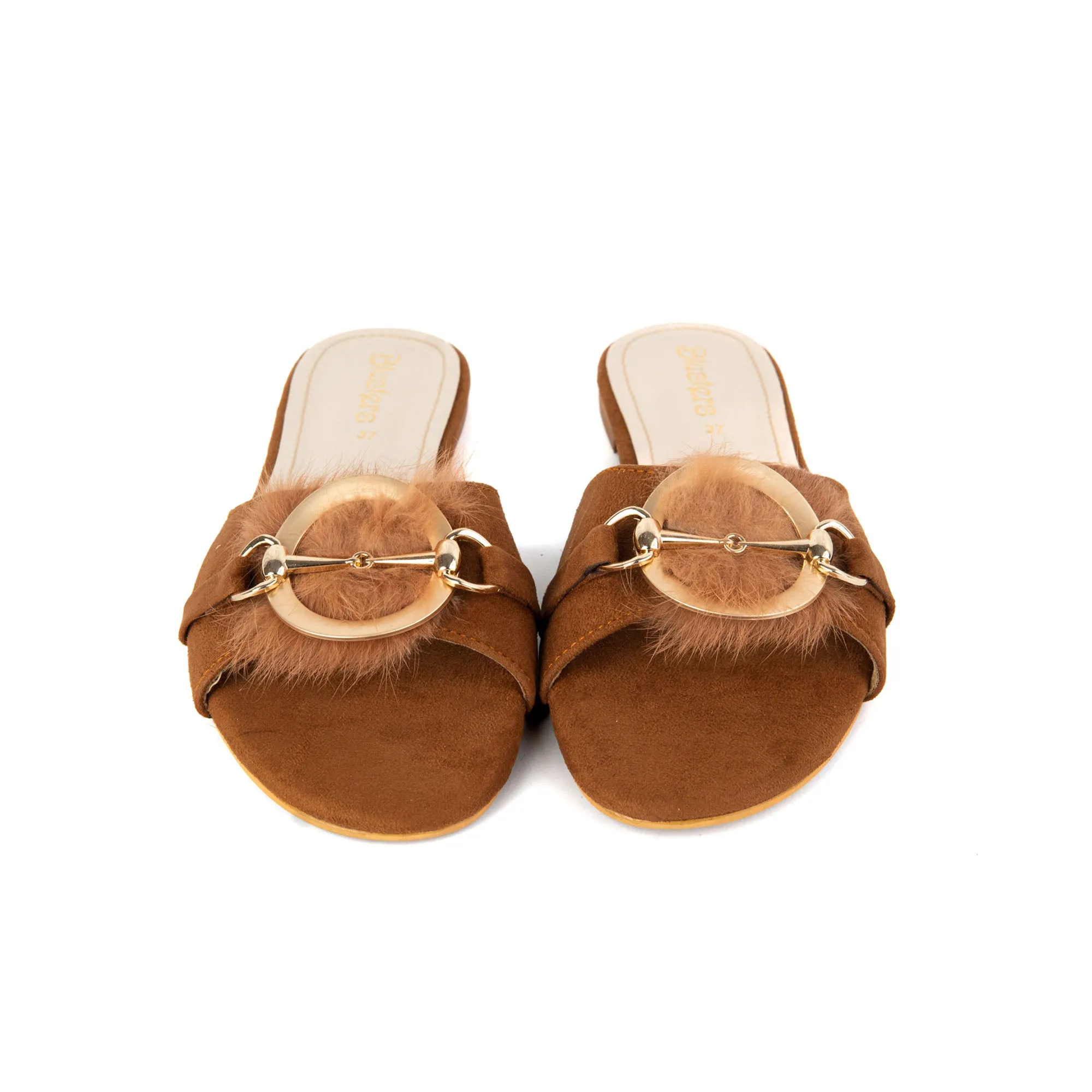 Buckle Fur Slides A37