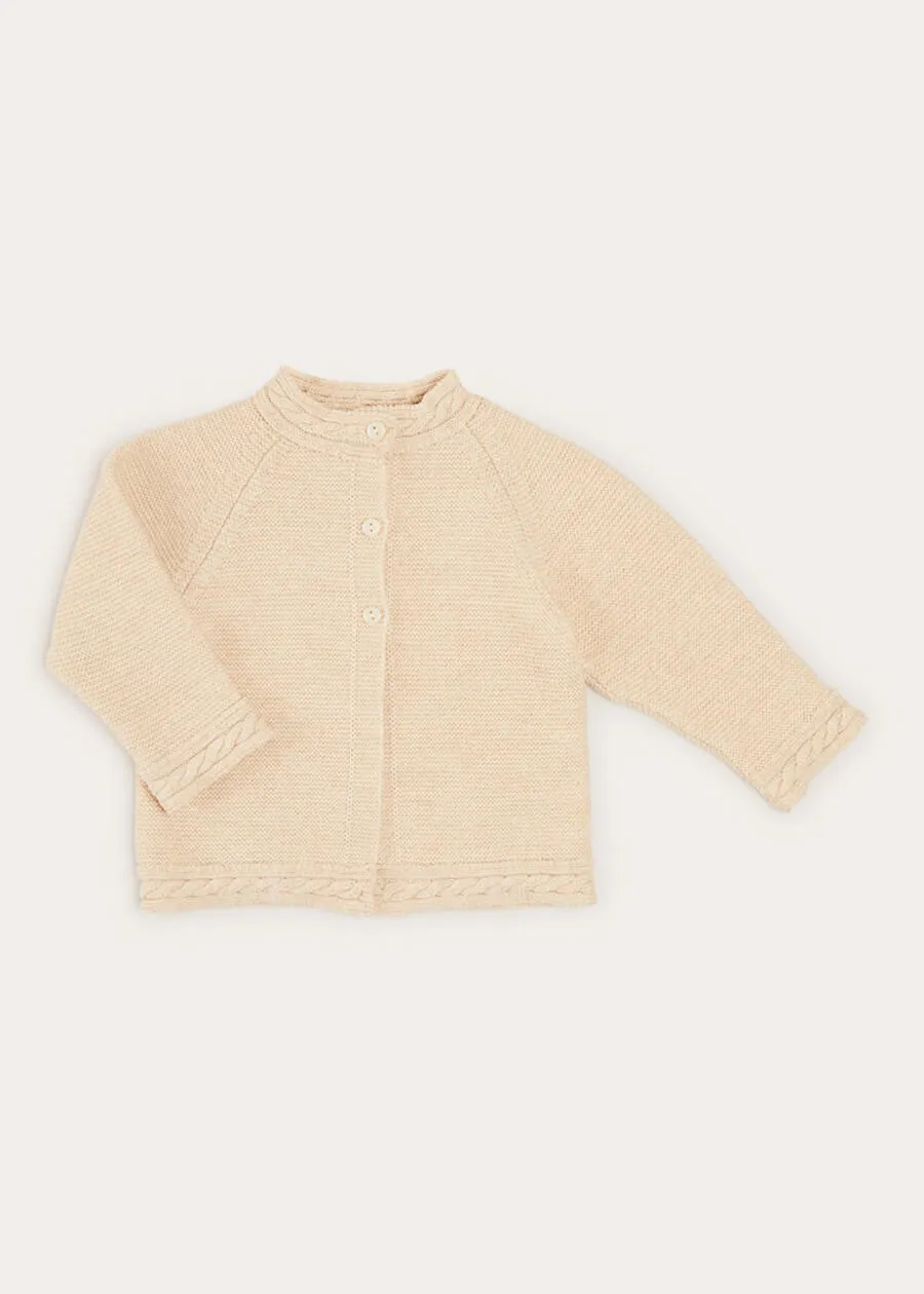 Cable Detail Cardigan In Cream (6mths-3yrs)