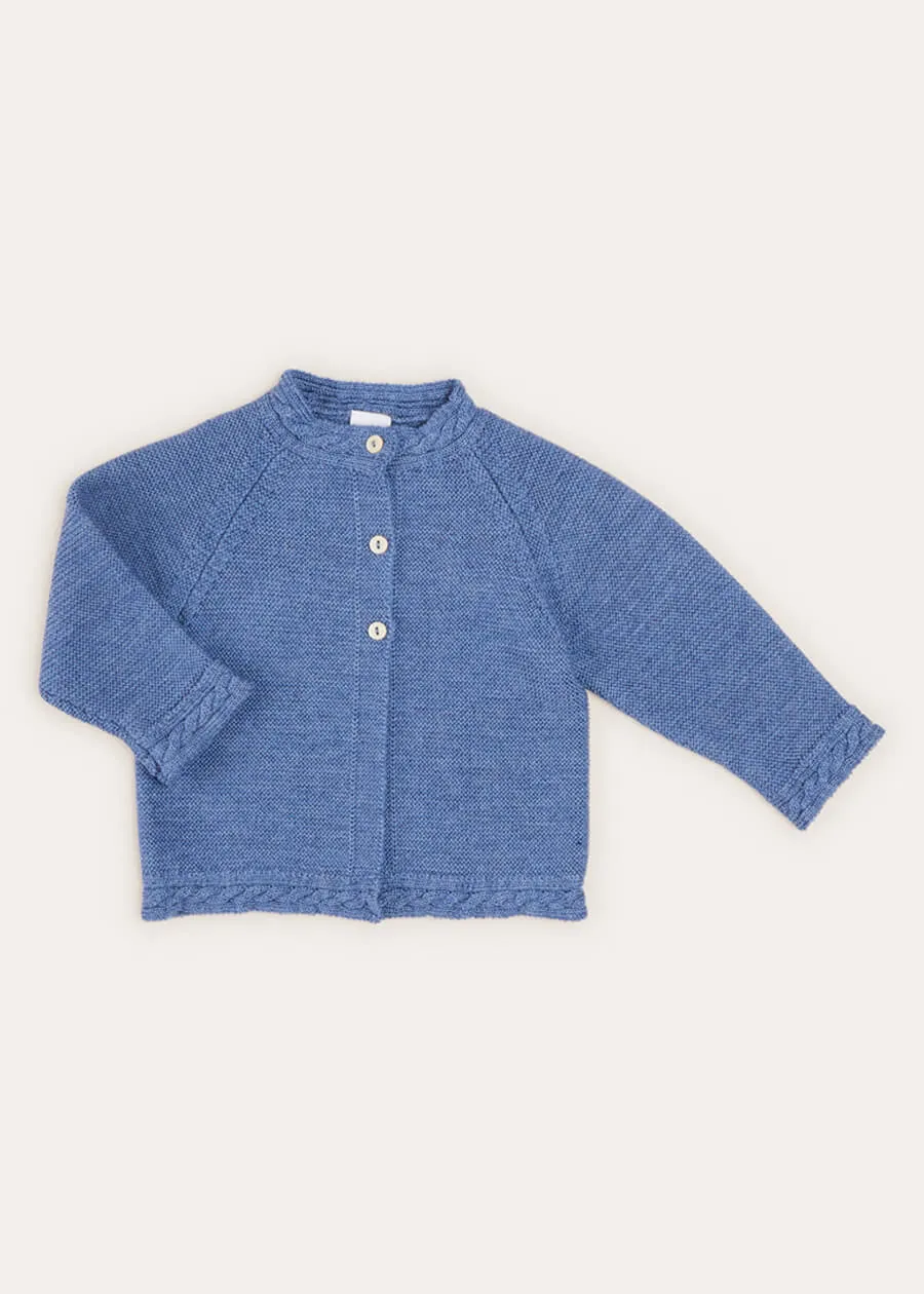 Cable Detail Cardigan In French Blue (6mths-3yrs)