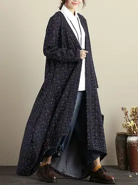 Cardigan Long Sleeves Blue Autumn Winter Coat For Women