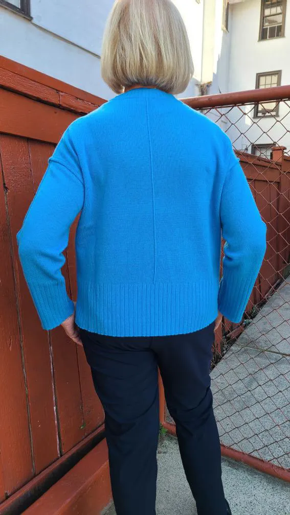 Cashmere Boxy Crew Azure