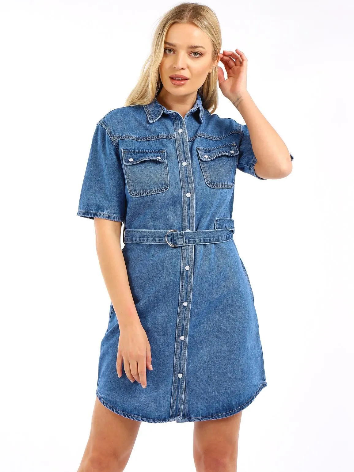 Casual Denim Shirt Dress, Uk Sizes 8 to 16