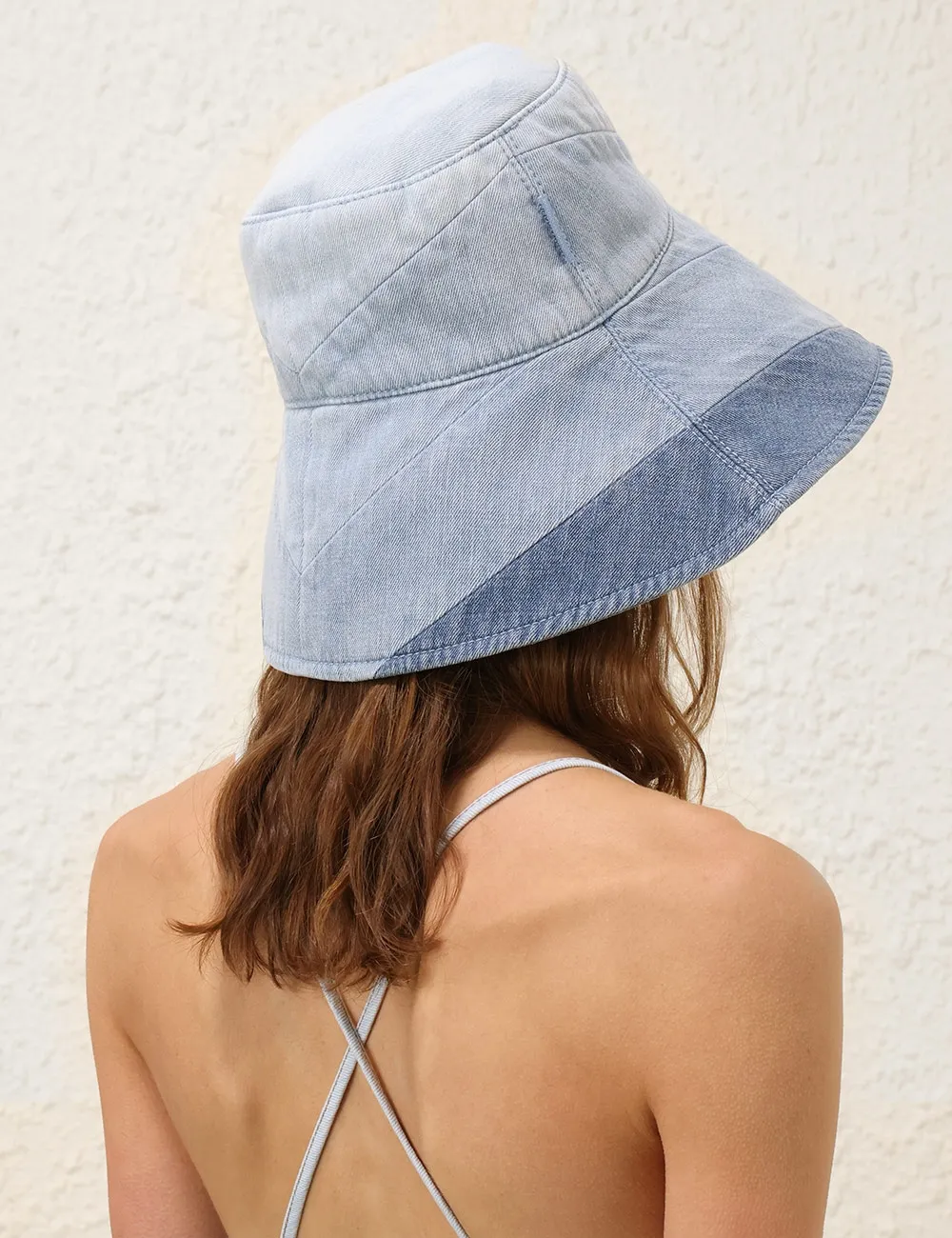 Chevron Denim Long Brim Hat