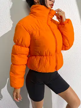 Collar Zip Up Puffer Coat