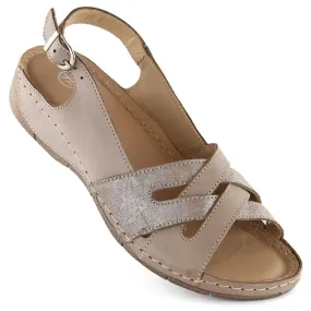 Comfortable women's leather sandals in beige Helios 134.02.025