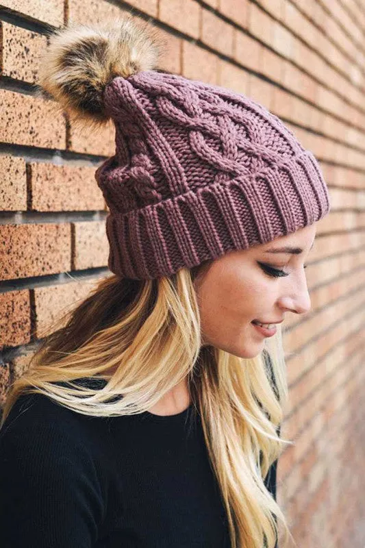 Comfy Cable Knit Pom Beanie - 4 Colors