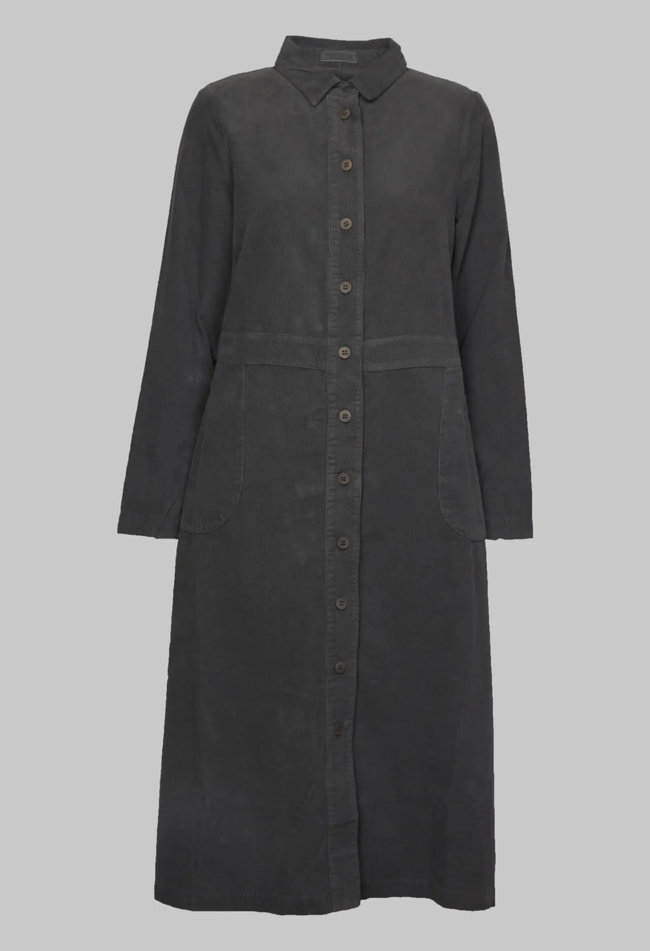 Corduroy Shirt Dress in Onyx