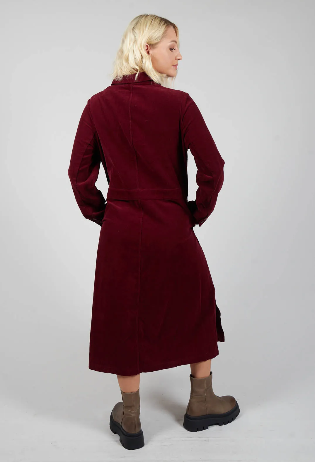 Corduroy Shirt Dress in Prune