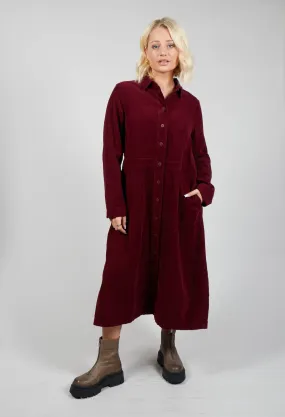 Corduroy Shirt Dress in Prune