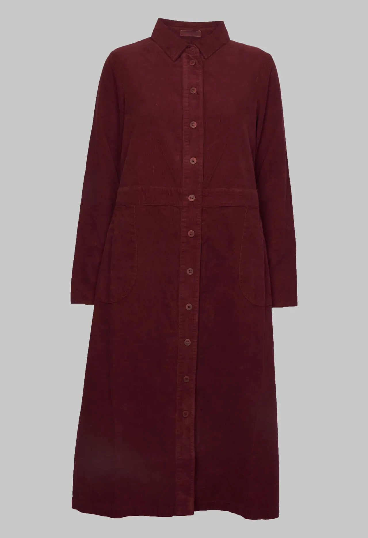 Corduroy Shirt Dress in Prune