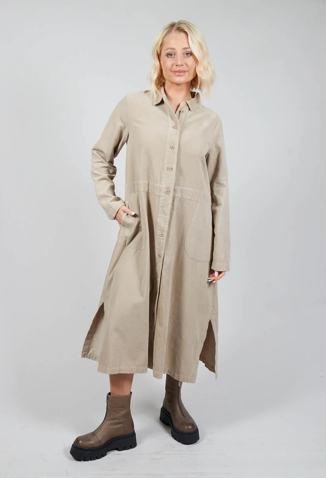 Corduroy Shirt Dress in Toison