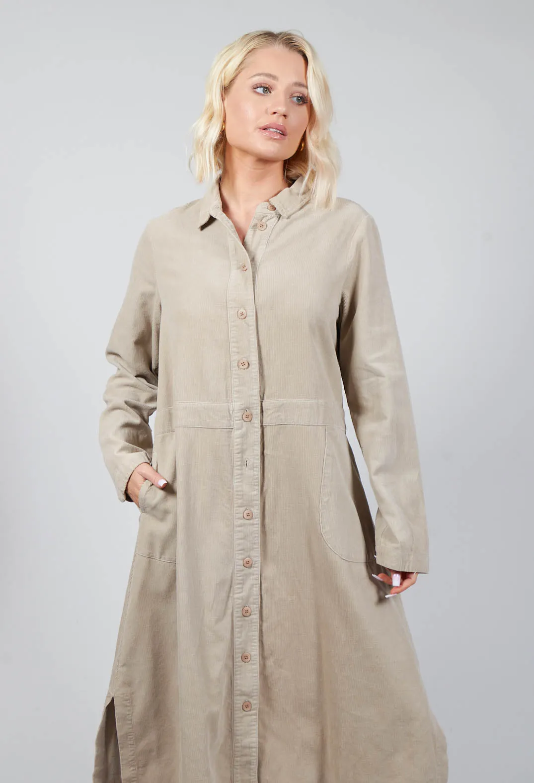 Corduroy Shirt Dress in Toison