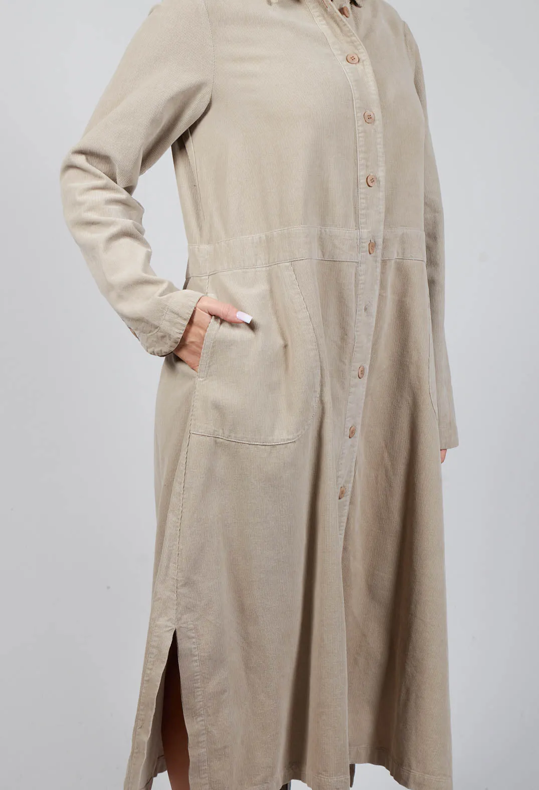 Corduroy Shirt Dress in Toison