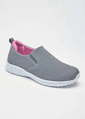 Cotton Traders Grey Lightweight Memory Foam Slip-On Trainers