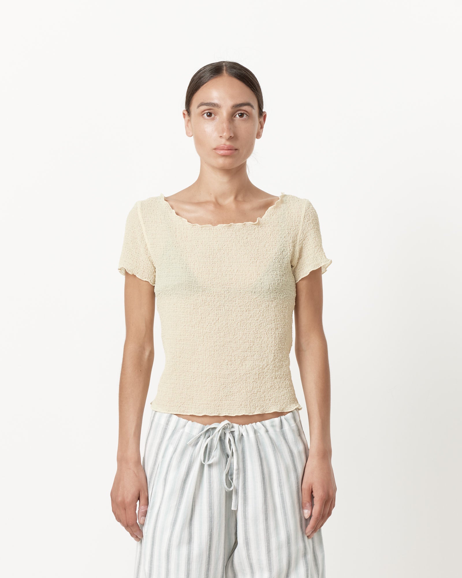 Crinkle Fresa Tee in Dune