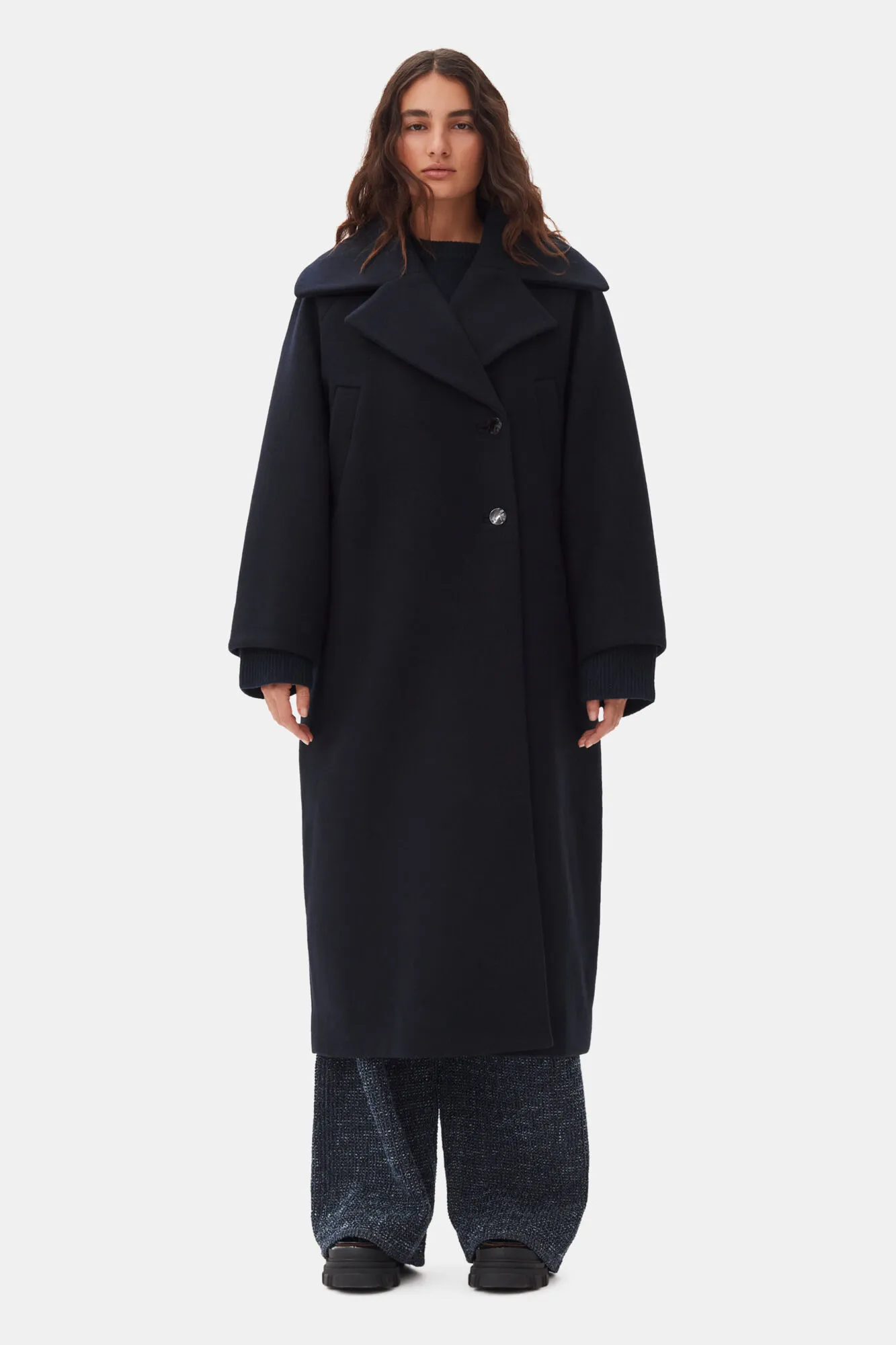 Dark Blue Wool Coat