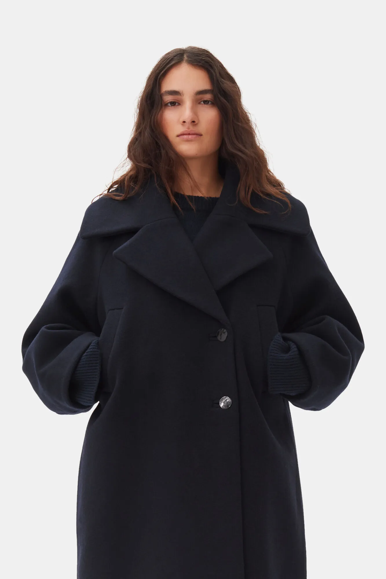 Dark Blue Wool Coat