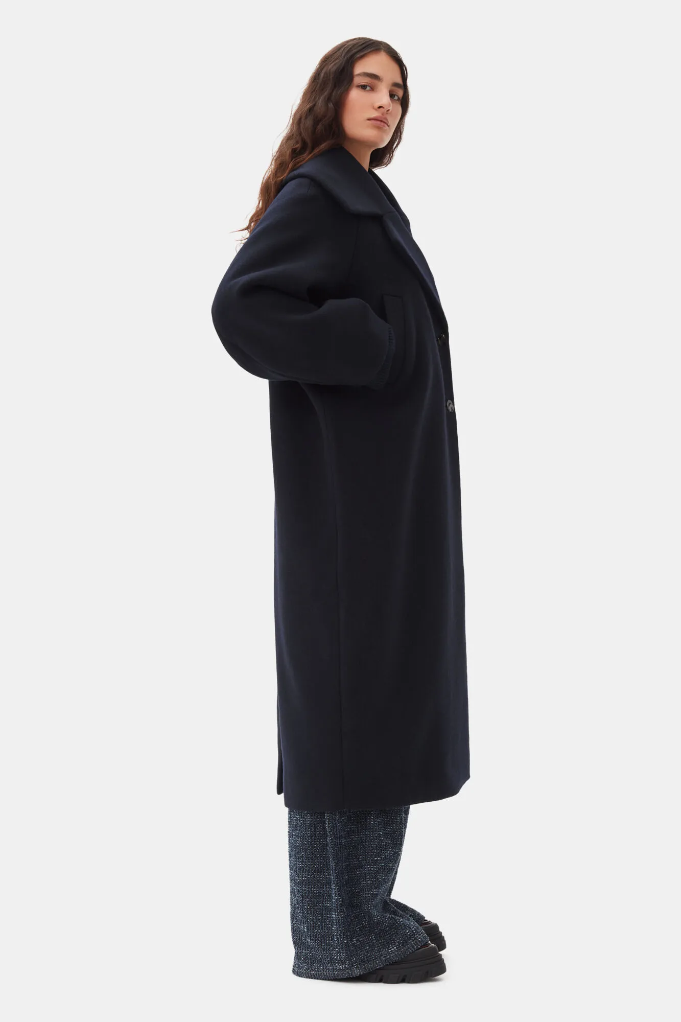 Dark Blue Wool Coat