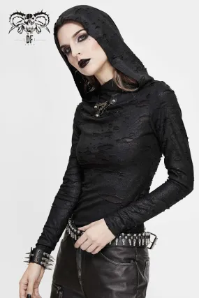 Devil Fashion - Punk longsleeve top with slits and hood TT150 | Dark Ages