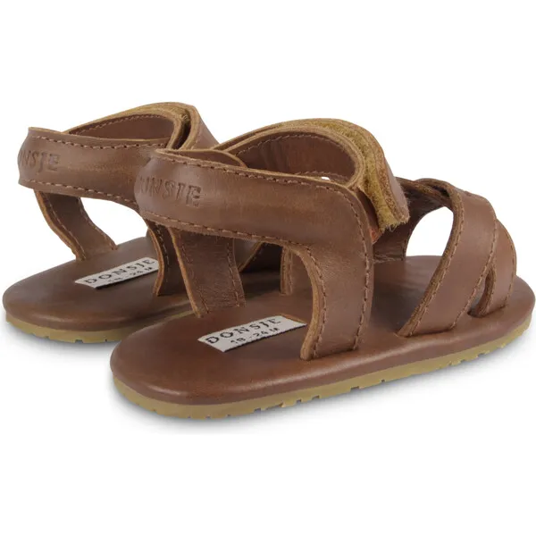 Donsje Amsterdam Tobi Cross Strap Classic Leather Sandals, Cognac