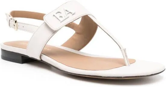 Emporio Armani logo-plaque leather sandals Neutrals