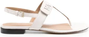 Emporio Armani logo-plaque leather sandals Neutrals