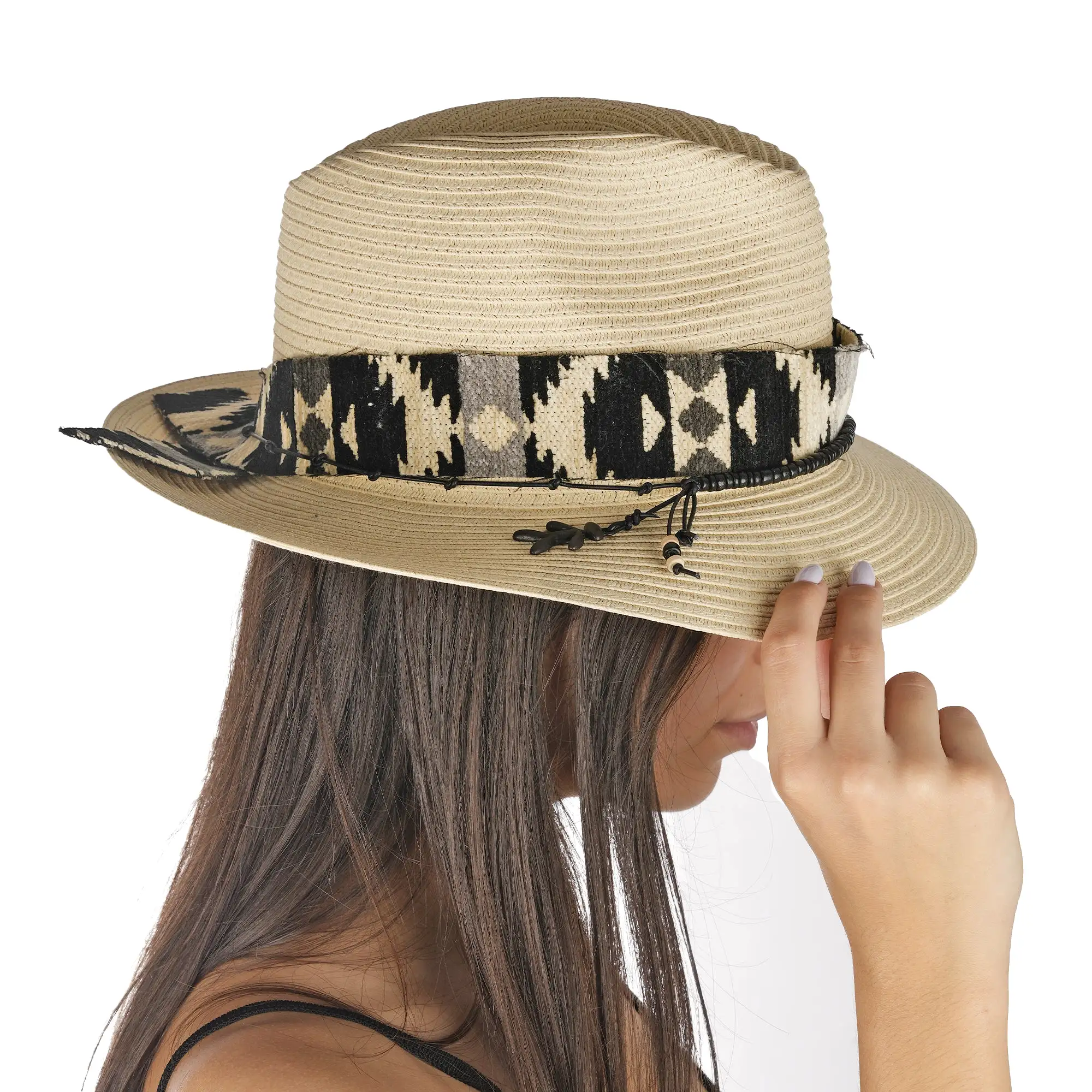 Ethnic Hat Natural Cellulose Beige