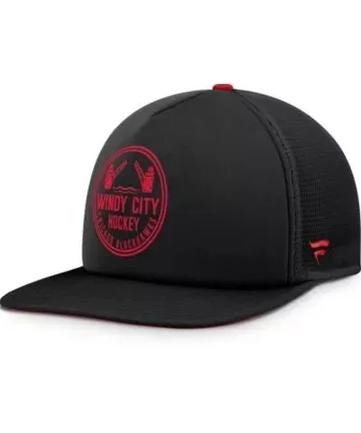 Fanatics Men's NHL Fanatics Black/Red Chicago Blackhawks Authentic Pro Hometown Rink Foam Trucker Snapback Hat