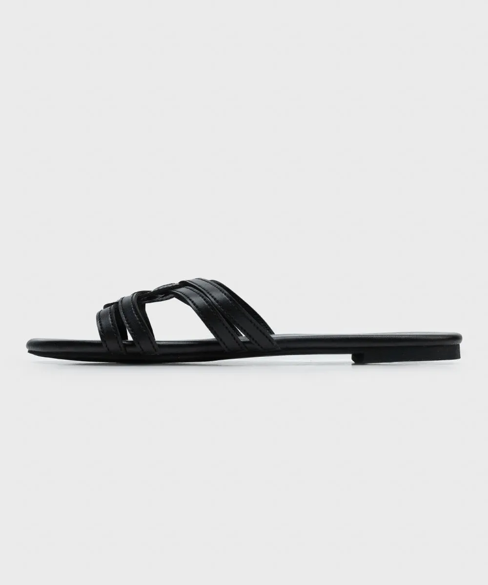 Faux Leather Slides