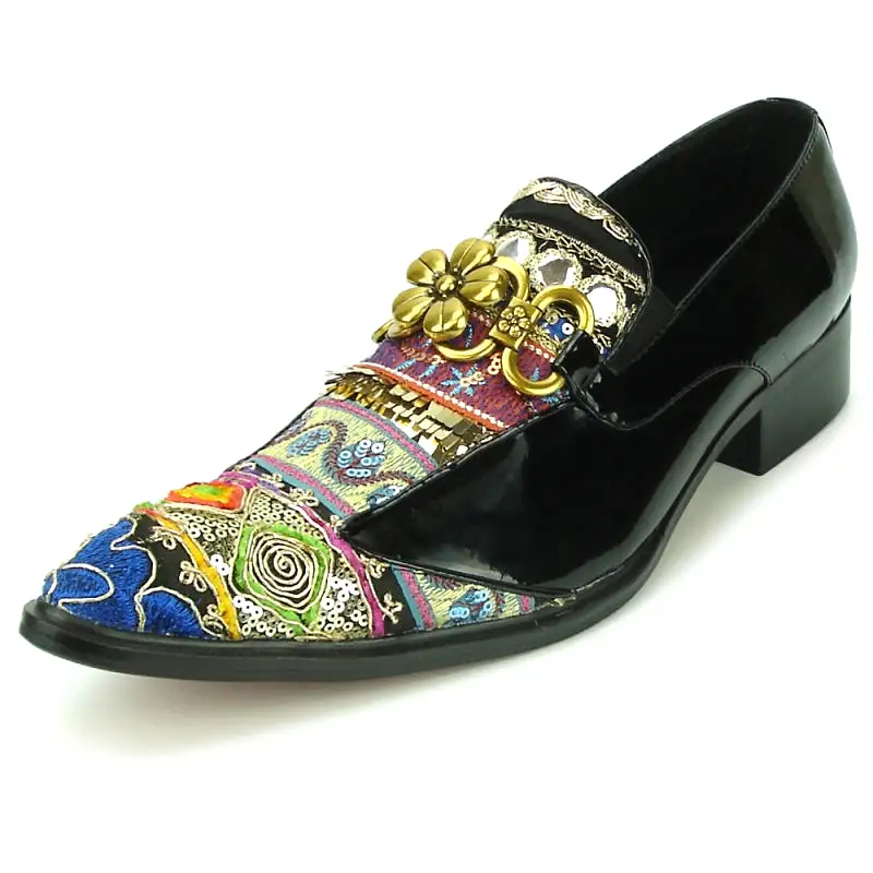 FI-7237 Black-Multicolor Slip On Fiesso by Aurelio Garcia